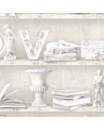 FH37507 Curio Cabinet Wallpaper Beige Farmhouse Living Norwall Wallcovering