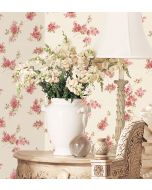FK26935 Lilac Sprigs Wallpaper Pink, Red, Cream Pretty Prints 4 Norwall Wallcovering