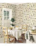 FK26955 Menu Sidewall Wallpaper Beige, Pink, Blue Fresh Kitchens 5 Norwall Wallcovering