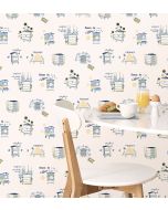 FK34424 Bee Hive Wallpaper Blue, Yellow Fresh Kitchens 5 Norwall Wallcovering