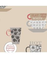 FK34428 Coffee Time Wallpaper Cream, Black, Red Fresh Kitchens 5 Norwall Wallcovering