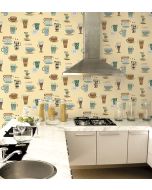 FK34429 Coffee Time Wallpaper Brown, Teal, Beige Fresh Kitchens 5 Norwall Wallcovering