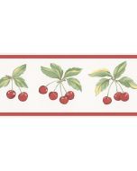FK78462 Cherry Wallpaper Border Red, Green Fresh Kitchens 5 Norwall Wallcovering