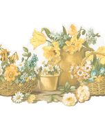 FK78466DC Die Cut Basket Wallpaper Border Yellow Fresh Kitchens 5 Norwall Wallcovering