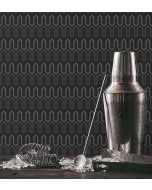 GX37614 Zig Zag Wallpaper Black, Ebony, Metallic Silver GeometriX Norwall Wallcovering
