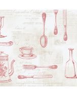 KE29938 Cutlery Sidewall Wallpaper Red, Tan Kitchen Elements Norwall Wallcovering