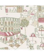KE29940 Café Wallpaper Cream, Red, Green Kitchen Elements Norwall Wallcovering