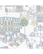 KE29941 Café Wallpaper Blue, Beige, Pink Kitchen Elements Norwall Wallcovering