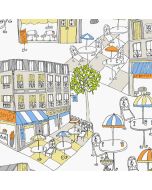 KE29942 Café Wallpaper Orange, Yellow, Green, Blue Kitchen Elements Norwall Wallcovering