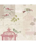 KE29947 Victorian Birdcage Wallpaper Beige, Pink Kitchen Elements Norwall Wallcovering
