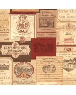 KK26754 Wine Labels Wallpaper Red, Cream, Orange Kitchen Elements Norwall Wallcovering