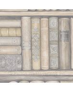 LL29569 Bookcase Wallpaper Cream, Grey Illusions Norwall Wallcovering