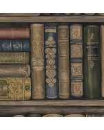 LL29570 Bookcase Wallpaper Brown, Red, Blue Illusions Norwall Wallcovering