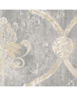MH36506 Regal Damask Wallpaper Grey, Beige Manor House Norwall Wallcovering
