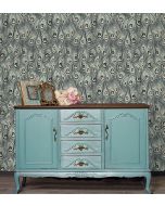 MH36519 Peacock Wallpaper Turquoise, Grey Manor House Norwall Wallcovering