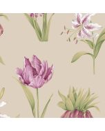 PA34237 Botanical Floral Wallpaper Taupe, Purple, Green Paradise Norwall Wallcovering