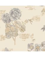 PA34245 Botany Floral Wallpaper Grey, Beige, Black Paradise Norwall Wallcovering