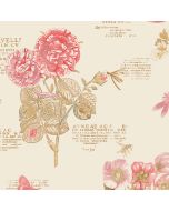 PA34246 Botany Floral Wallpaper Red, Cream, Tan Paradise Norwall Wallcovering