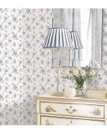 PP35505 Blossom Mini Wallpaper Blue, Cream Pretty Prints 4 Norwall Wallcovering