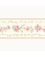 PP79471 Red Rose Wallpaper Border Beige, Pink Pretty Prints 4 Norwall Wallcovering