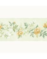 Yellow Rose Flowers Grean Leaves Wallpaper Border - Patton Norwall