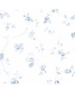 PR33826 Delft Rose Wallpaper Light Blue, Blue Floral Prints 2 Norwall Wallcovering