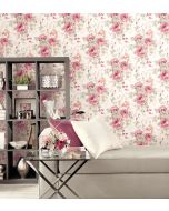 RG35722 La Rosa Wallpaper Pink, Grey Rose Garden 2 Norwall Wallcovering