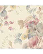 RG35726 La Rosa Wallpaper Cream, Pink, Blue Rose Garden 2 Norwall Wallcovering