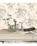RG35727 La Rosa Wallpaper Blue, Beige Rose Garden 2 Norwall Wallcovering