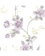 RG35729 Poppy Wallpaper Grey, Purple Rose Garden 2 Norwall Wallcovering