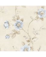 RG35732 Poppy Wallpaper Blue, Beige Rose Garden 2 Norwall Wallcovering