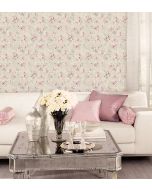 RG35738 Painted Rose Trail Wallpaper Pink, Grey Garden 2 Norwall Wallcovering