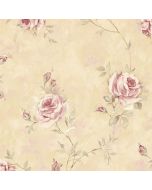 RG35739 Painted Rose Trail Wallpaper Tan, Pink, Green Garden 2 Norwall Wallcovering