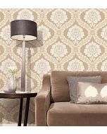 SH34517 Daisy Damask Wallpaper Taupe Shades Norwall Wallcovering