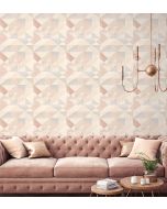 Silk Screen Geometric Wallpaper Pink, Blush rose, Beige GX37656