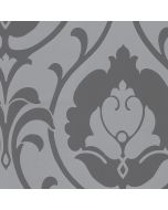 TU27103 Italian Damask Wallpaper Metallic Silver, Grey Shades Norwall Wallcovering