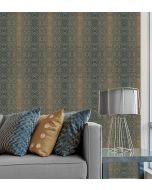 TX34826 Tribal Texture Wallpaper Teal, Cream, Brown Style 2 Norwall Wallcovering