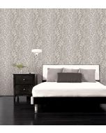 TX34843 Silver Leaf Damask Wallpaper Black, Grey Texture Style 2 Norwall Wallcovering