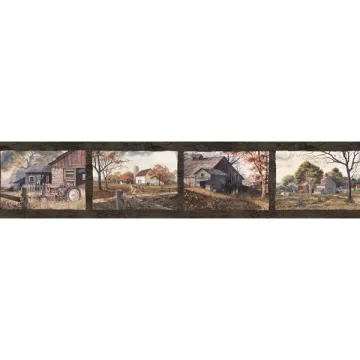 Norm Black Quiet Country Scenes Wallpaper Border Chesapeake PUR44592B