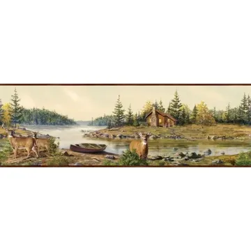 Cabin Creek Portrait Wallpaper Border - Chesapeake Wallcovering