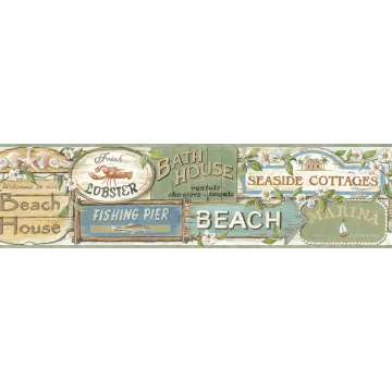 Captain Moss Seaside Signs Portrait Wallpaper Border Chesapeake BBC46023B