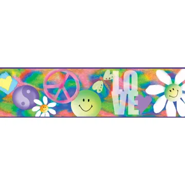 Garcia Pink Happiness Busy Toss Wallpaper Border Chesapeake BBC92331B