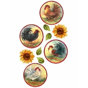 Sunflowers and Rooster Vinyl Decal Wallies