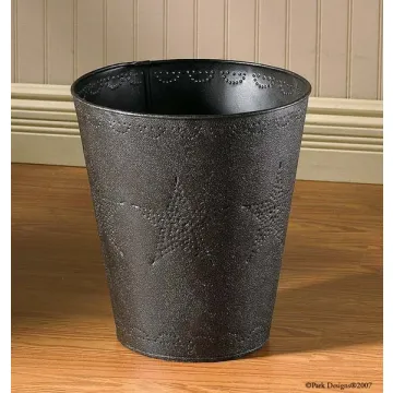 Star Punched Waste Basket Blk
