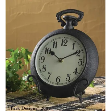 Pocket Watch Clock W easel Blk