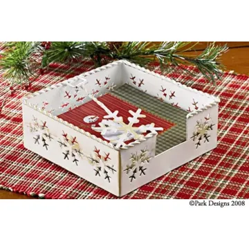 Snowflake Bev Nap Hldr Wht