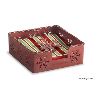 Snowflake Bev Nap Hldr Red
