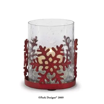 Red Snowflake Votive Hldr