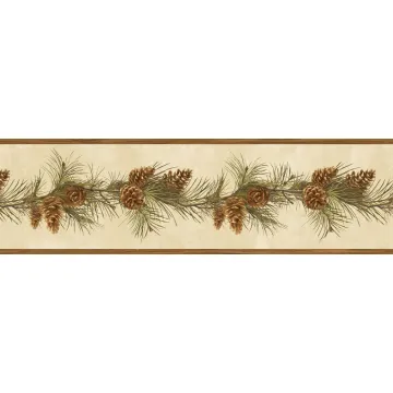 Fleming Sand Pine Boughs Trail Wallpaper Border Chesapeake BBC48401B