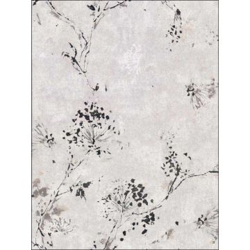 Misty Distressed Dandelion Grey Wallpaper